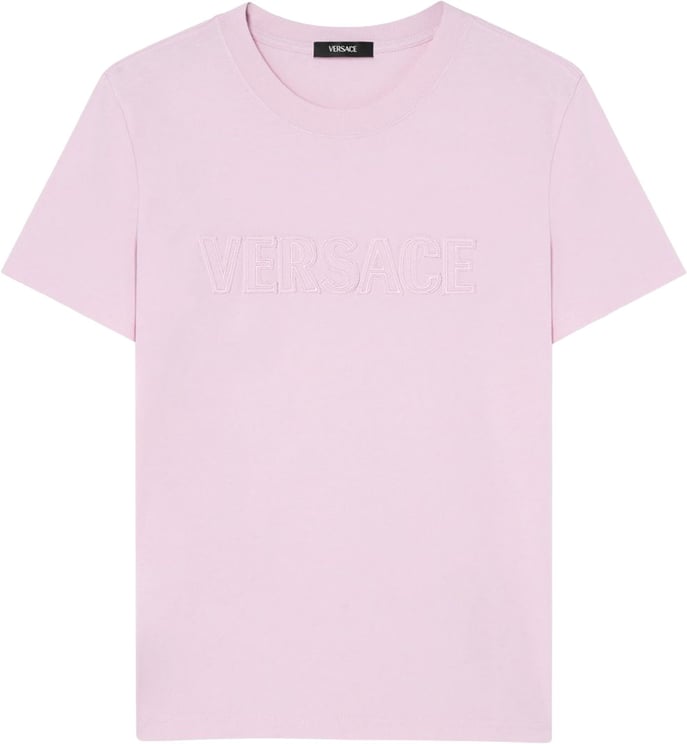 Versace Flamingo Pink Short-Sleeved Crew Neck Top