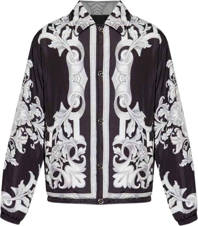 Versace Baroque-Patterned Black Jacket with Adjustable Fit