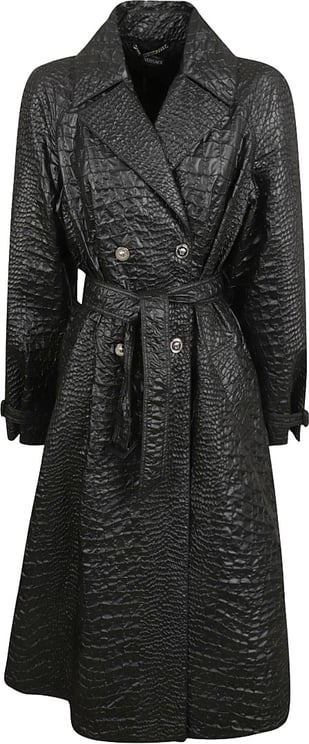 Versace Textured Black Trench Coat