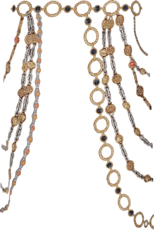 Versace Intricate Chain and Medallion Print Brown Skirt