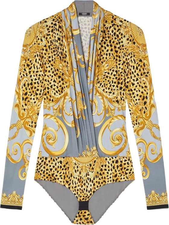 Versace Graphic Print V-Neck Bodysuit