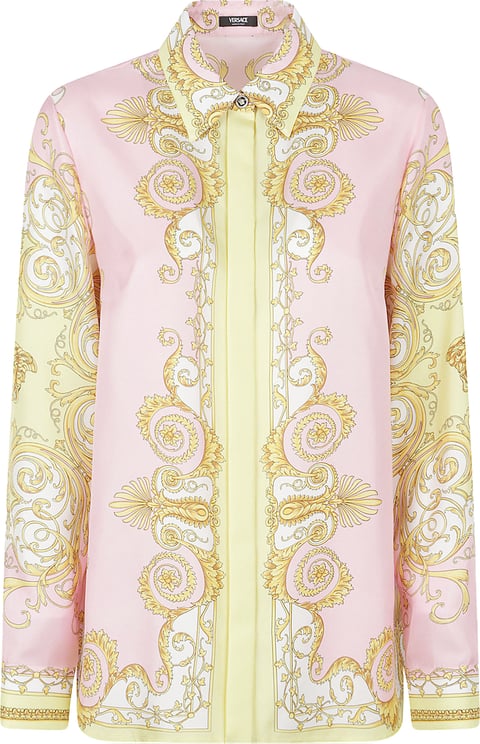 Versace Silk Twill Shirt With Spring Barocco Print