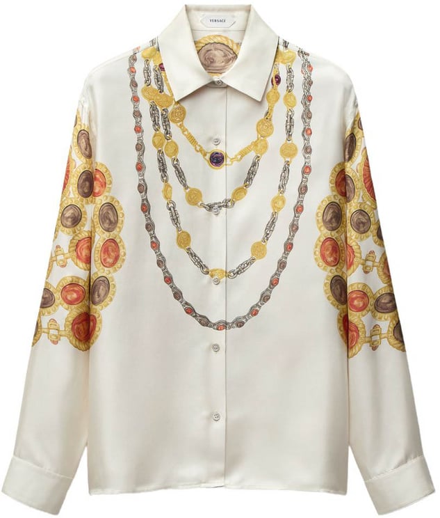 Versace Silk And Nylon Top With Intricate Chain Medallion Prints