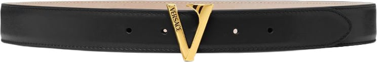 Versace Pointed Black Calf Leather Belt