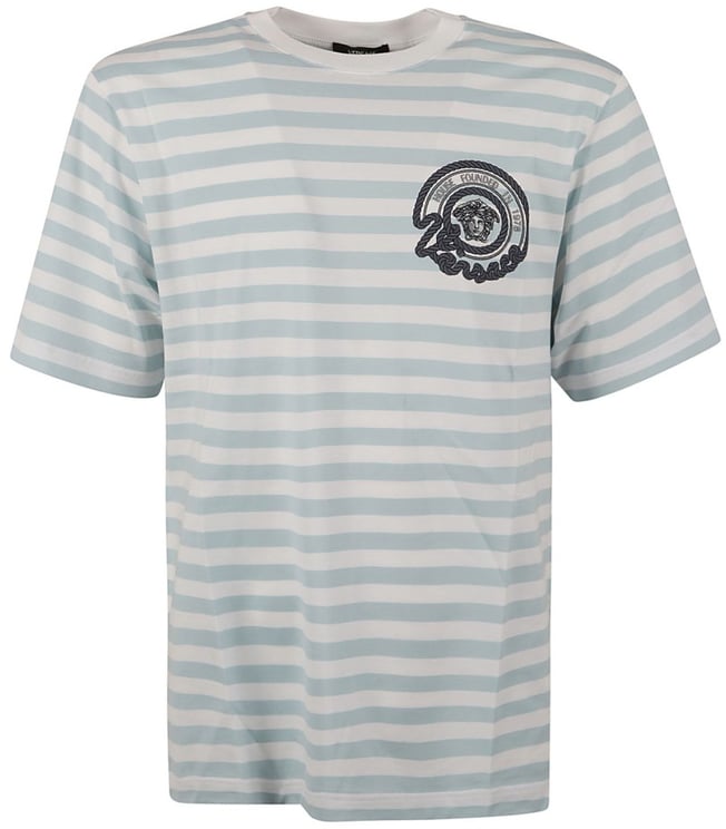 Versace Classic Striped T-Shirt With Embroidered Emblem