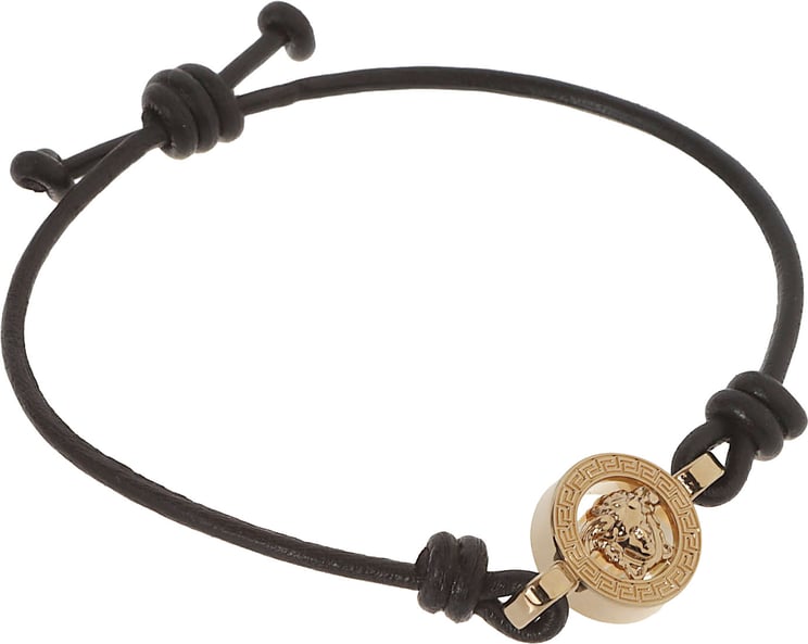 Versace Gold Medusa Charm Bracelet with Adjustable Black Cord