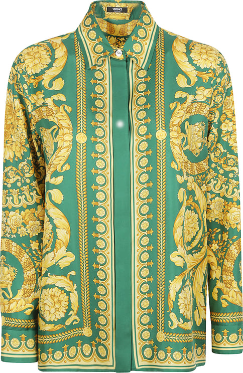 Versace Intricate Baroque Print Silk Shirt