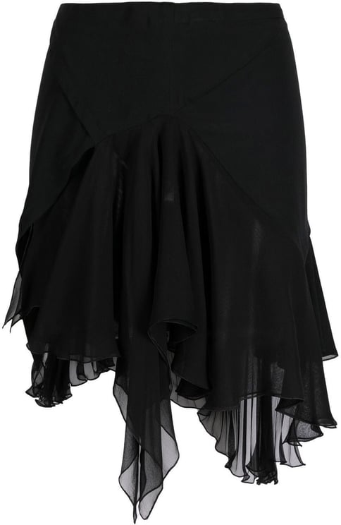 Versace Black Asymmetrical Silk Layered Mini Skirt