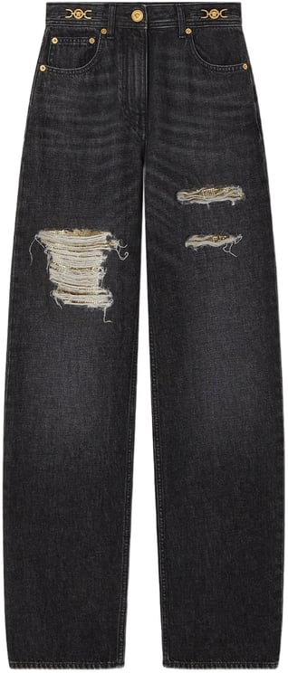 Versace Black Medusa 95 High-Waisted Denim Jeans