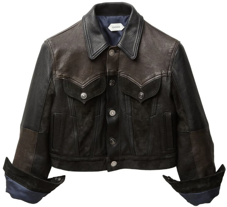 Versace Dark Brown Patchwork Unit Mix Jacket