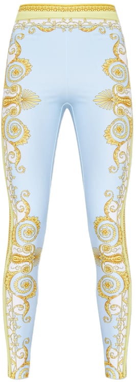 Versace Light Blue Baroque Pattern Work-out Leggings