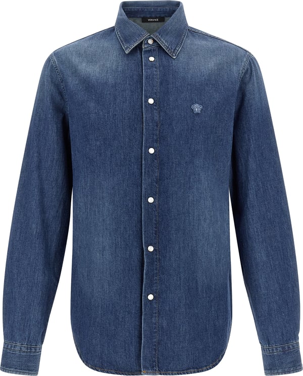Versace Versace Blue Cotton Blouse