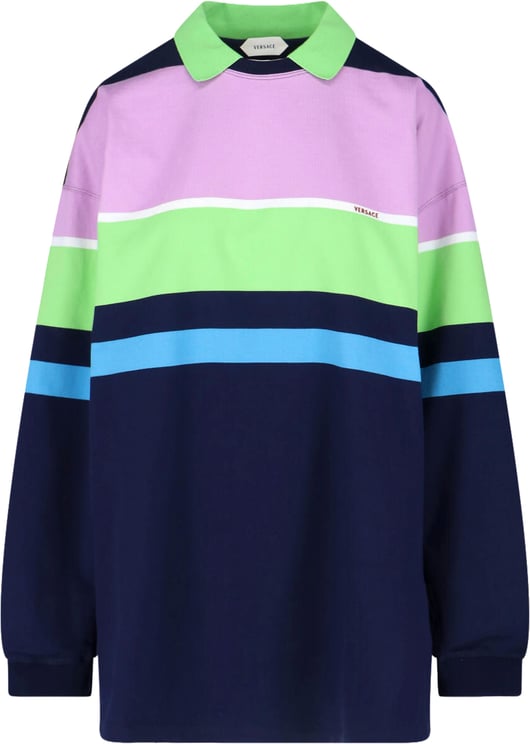 Versace Multicolor Striped Cotton Mini Dress