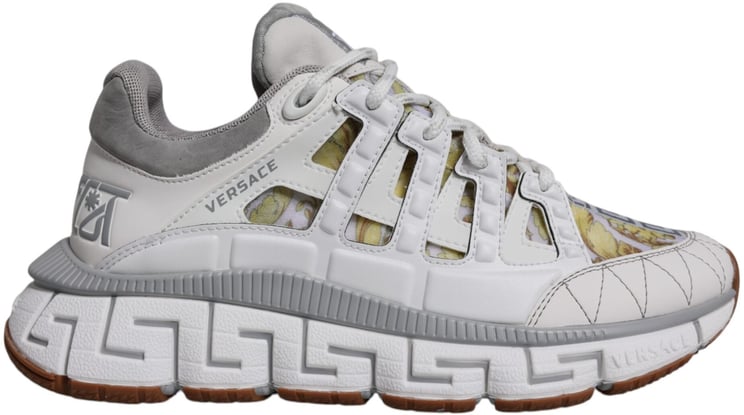 Versace Versace White Trigreca Barocco Print Low Top Sneakers Shoes