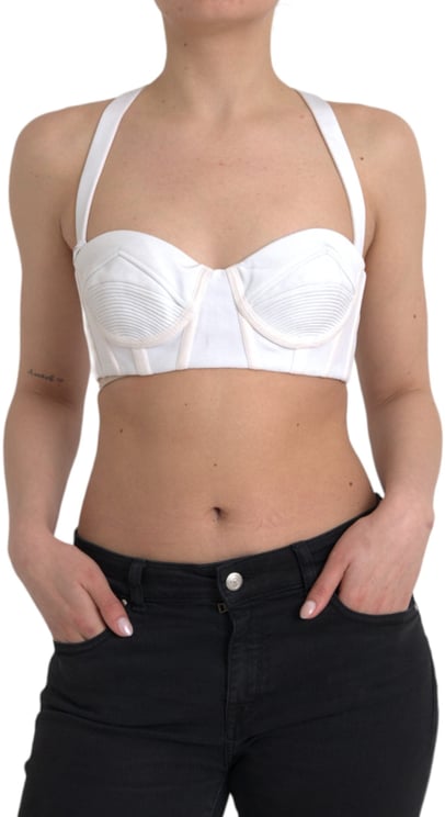Versace Versace White Viscose Bustier Sleeveless Cropped Top