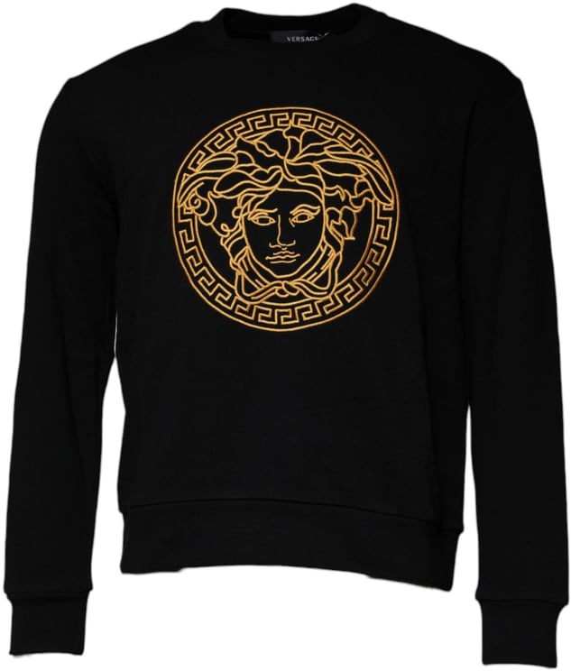 Versace Versace Black Medusa Embroidery Crew Neck Pullover Sweater