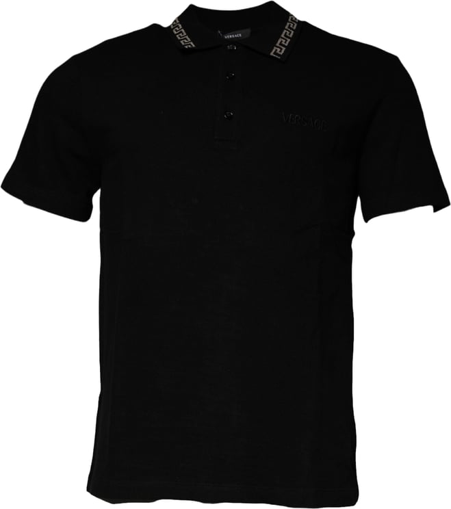 Versace Versace Black Viscose Collared Polo Short Sleeves T-shirt