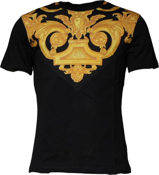 Versace Versace Black Medusa Print Cotton Crew Neck T-shirt