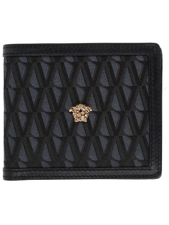 Versace Textured Geometric Pattern Interlocking Wallet