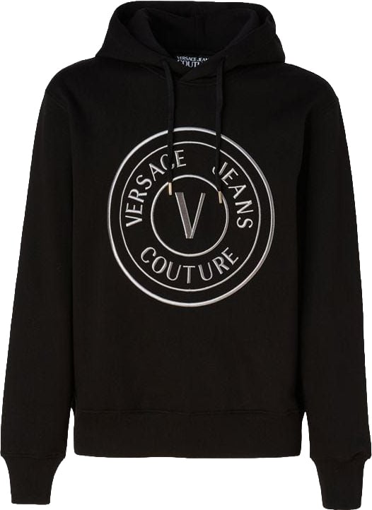Versace Jeans Couture Versace Jeans Black Cotton Logo Details Hooded Sweatshirt