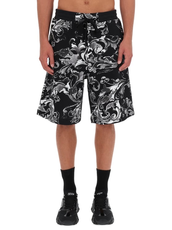 Versace Jeans Couture Baroque Patterned Cotton Shorts