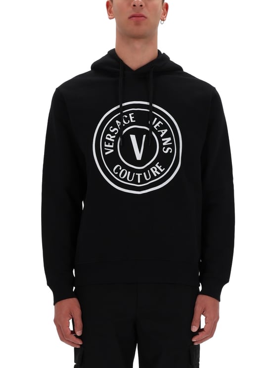 Versace Jeans Couture Black Relaxed-Fit Logo Hoodie