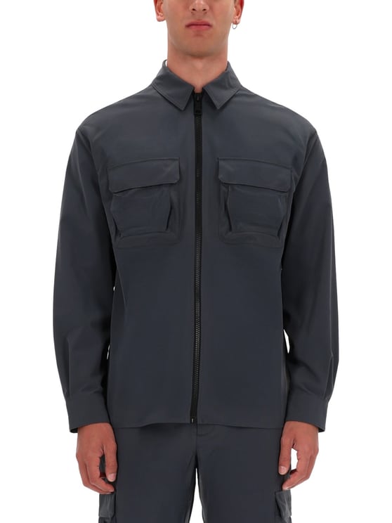 Versace Jeans Couture Grey Full-Zip Zippered Shirt