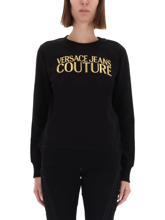 Versace Jeans Couture Black Bold Metallic Logo Sweatshirt
