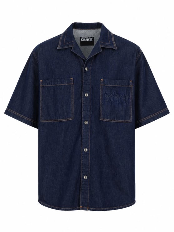 Versace Jeans Couture Baroque Logo Chest Denim Shirt