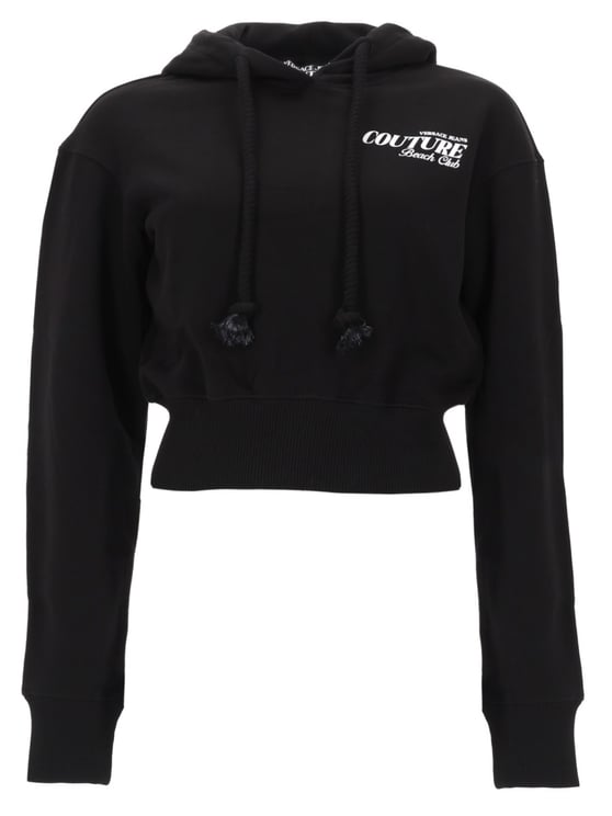 Versace Jeans Couture Couture Cropped Logo Printed Cotton Hoodie