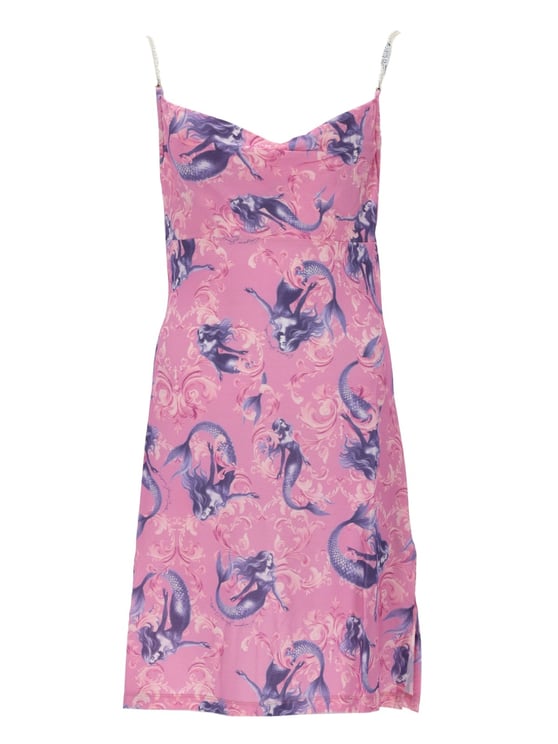 Versace Jeans Couture Pink Mermaid Print Satin Mini Dress