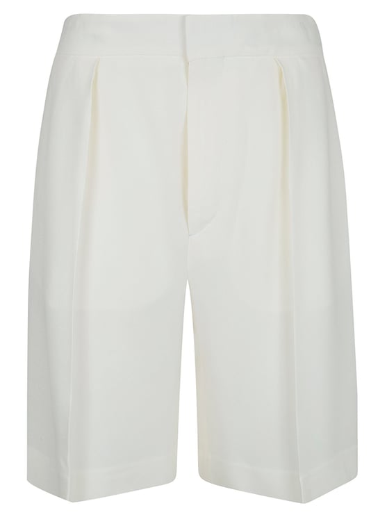 Victoria Beckham Knee-Length Tailored Shorts with Pleated Legs and Structured Silhouette