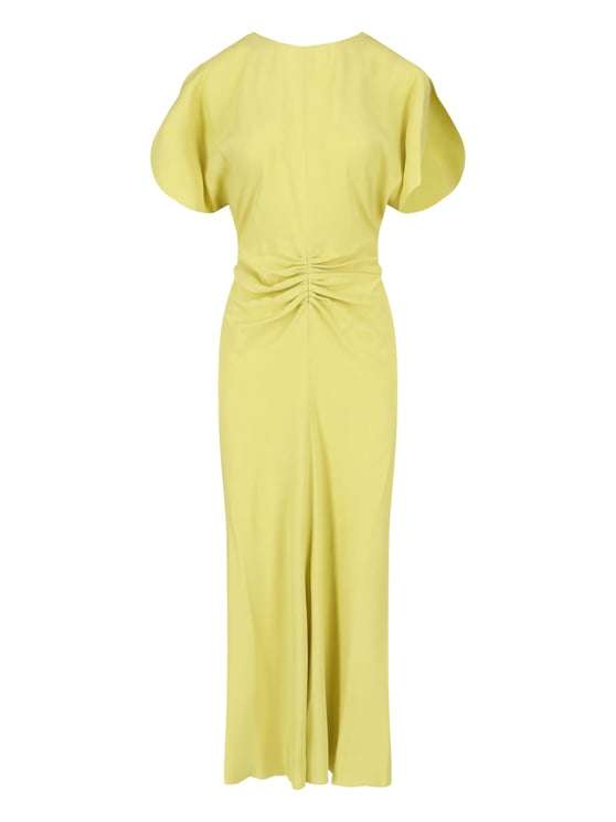 Victoria Beckham Soft Drape Midi Dress with Flutter Sleeves