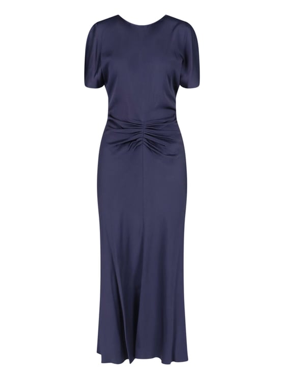 Victoria Beckham Midi-Length Dress with Fitted Waist and Subtle Ruching