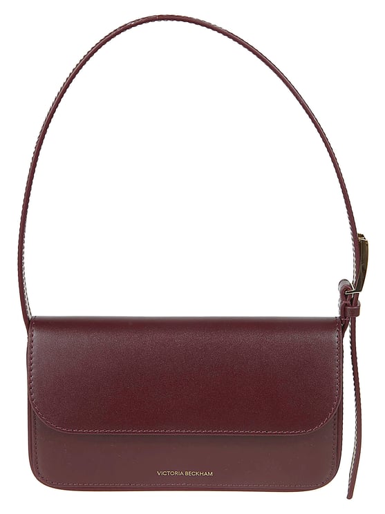 Victoria Beckham Structured Shoulder Bag in Smooth Burgundy Calf Leather