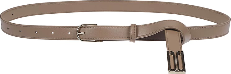 Victoria Beckham Taupe Dorian Narrow Leather Belt