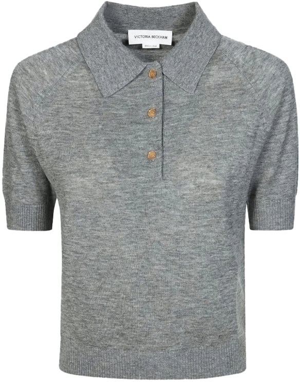 Victoria Beckham T-shirt met polokraag, grijs gemêleerd