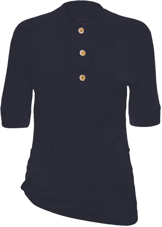 Victoria Beckham Polo top met twist-detail, marineblauw.