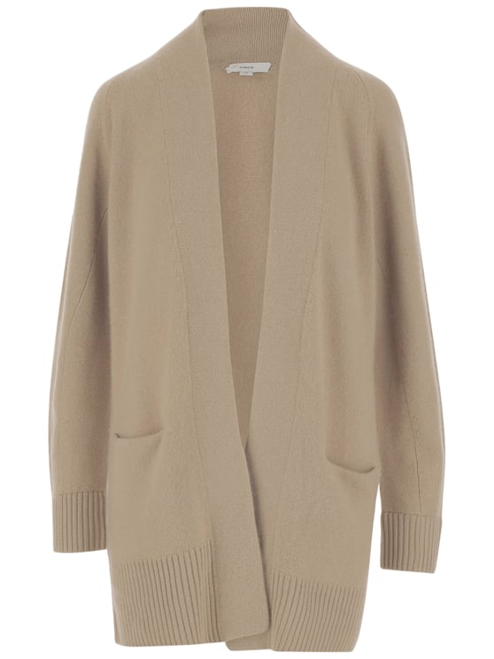 Vince Cashmere Cardigan with Deep V-neck and Patch Pockets