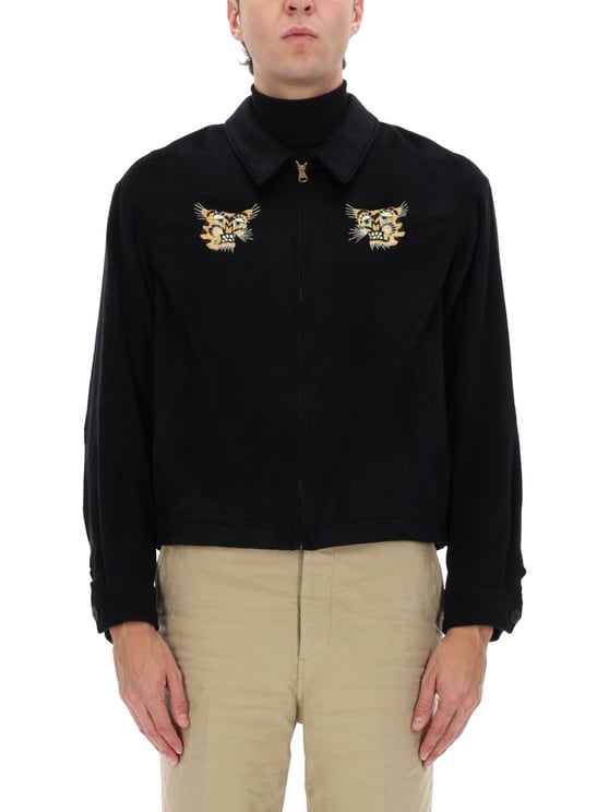 Visvim Black Silk Norad Blouson Bomber Jacket