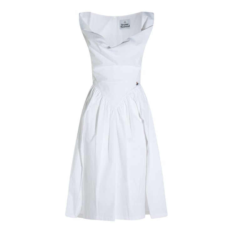 Vivienne Westwood Structured Bodice Midi Dress With Draped Neckline
