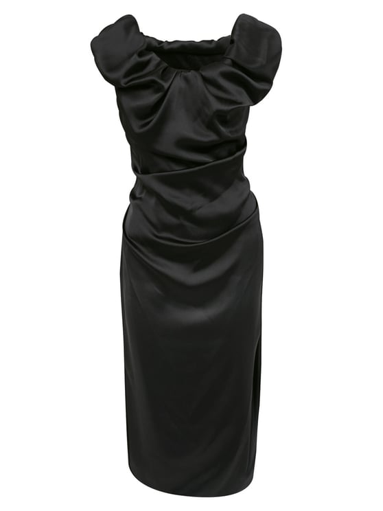 Vivienne Westwood Black Ginnie Amber Polyester Midi Dress