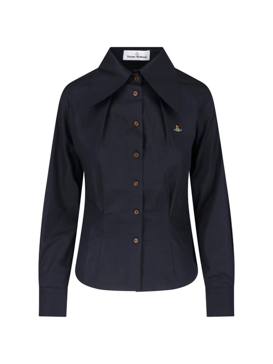 Vivienne Westwood Fitted Black Shirt with Oversized Pointed Collar