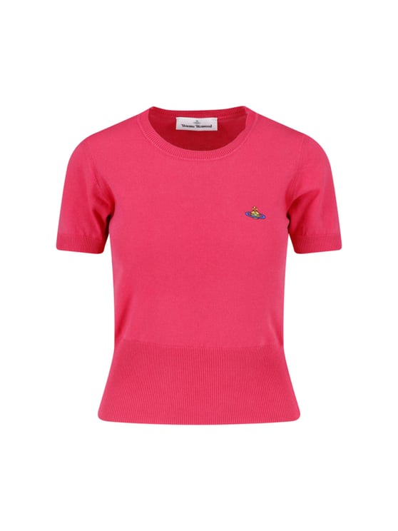 Vivienne Westwood Fitted Red Crop Top with Ribbed Details