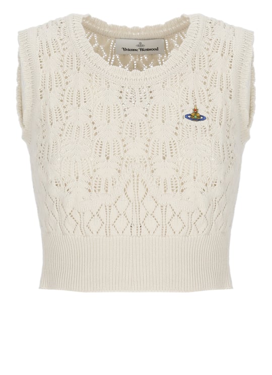 Vivienne Westwood Ivory Ella Orb Lace Tank Top