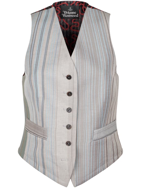 Vivienne Westwood Tailored Waistcoat with Vertical Stripes and Abstract Back