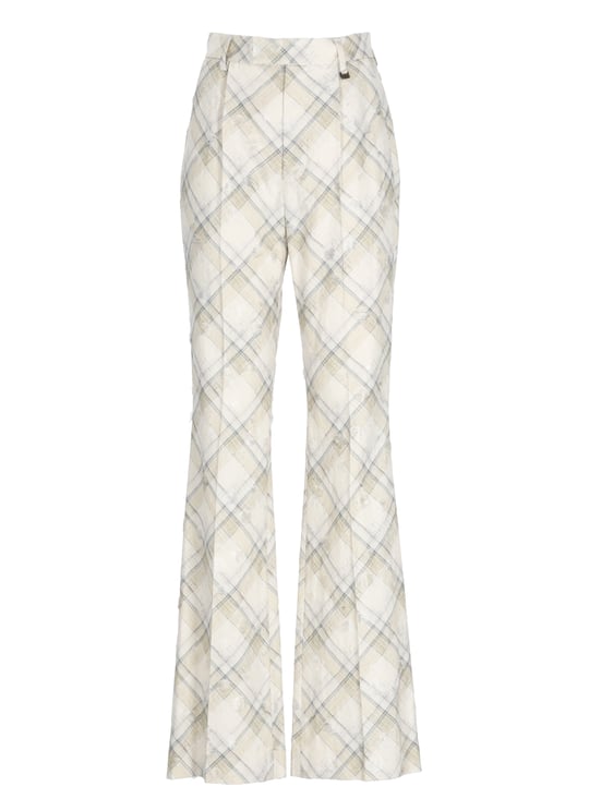 Vivienne Westwood Ivory Ray Palazzo Checked Flared Pants