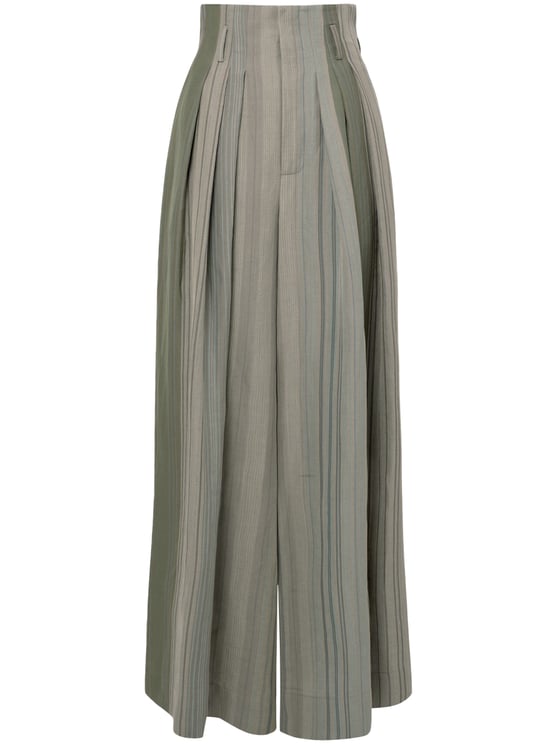 Vivienne Westwood Wide-Leg Trousers with Pleated Design and Textured Stripes
