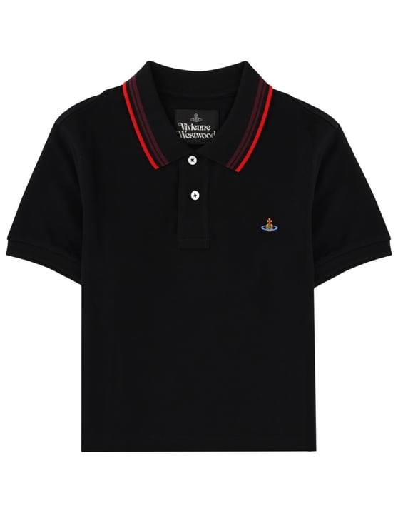 Vivienne Westwood Striped Collar Logo Chest Polo Shirt