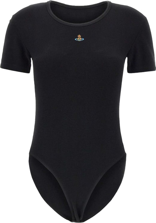 Vivienne Westwood Black Crewneck Embroidered Logo Bodysuit